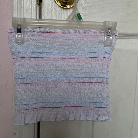 white tube top with rainbow lines - Picture 1 of 2